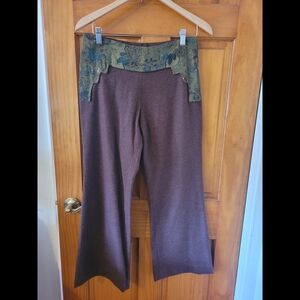 Mai Melissa Chic Women's Brown Wide Leg Pants with Green Details